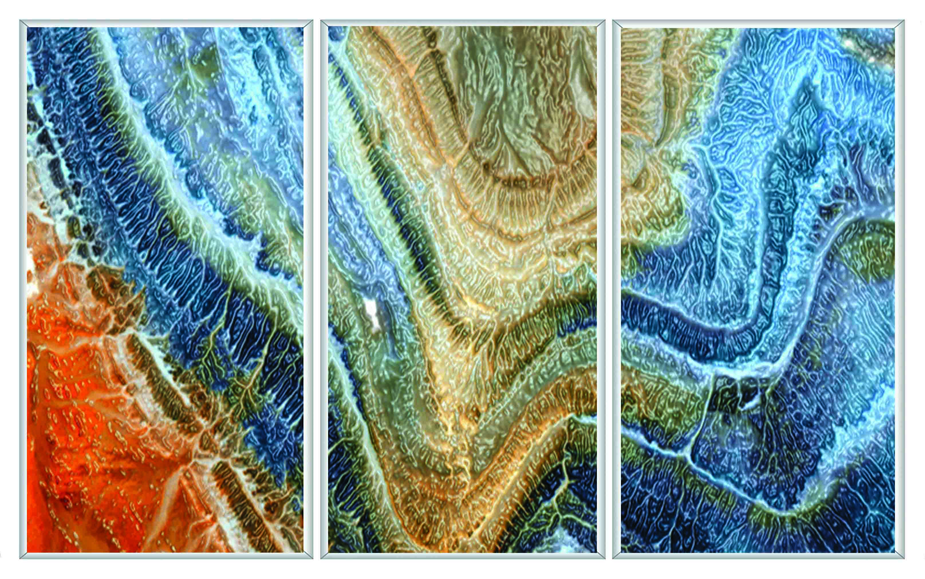 ASG463 Wall décor art printed on glass abstract set of 3